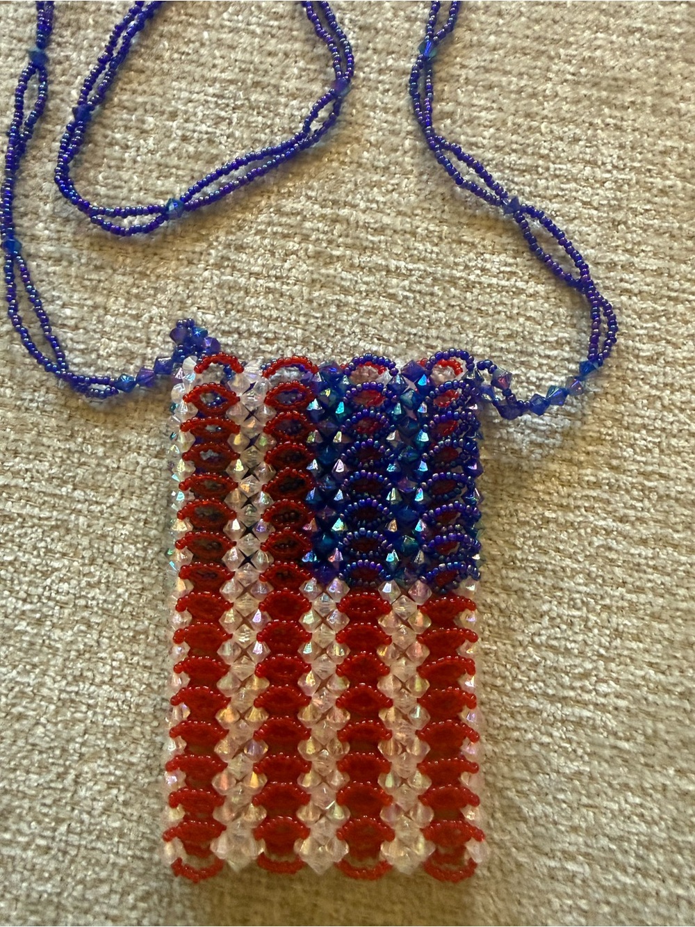 Vintage USA Flag Mini BEADED Bag Crossbody Purse 90’s pouch